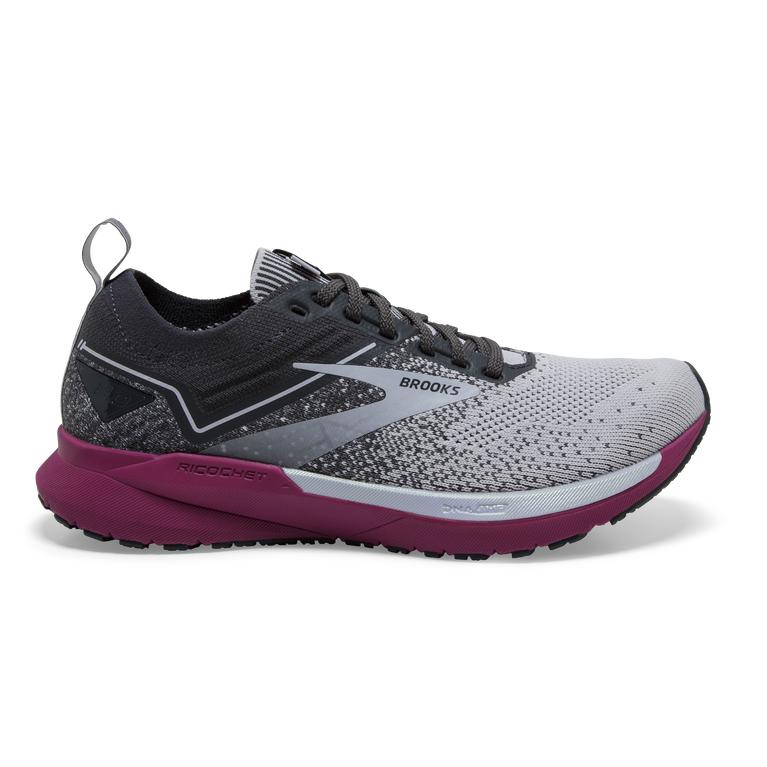 Brooks Ricochet 3 Lightweight Road Running Shoes - Women's - Grey/Lavender Purple/Baton Rouge (80437